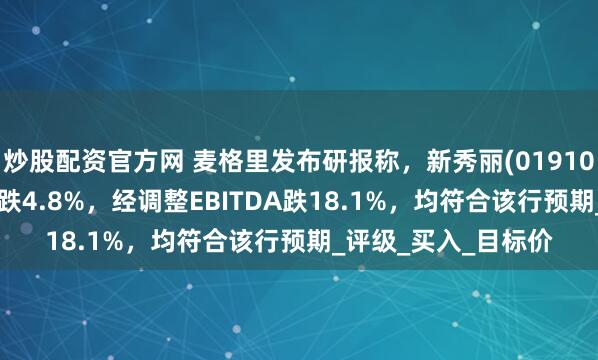 炒股配资官方网 麦格里发布研报称，新秀丽(01910.HK)次季收入同比跌4.8%，经调整EBITDA跌18.1%，均符合该行预期_评级_买入_目标价