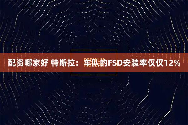 配资哪家好 特斯拉：车队的FSD安装率仅仅12%